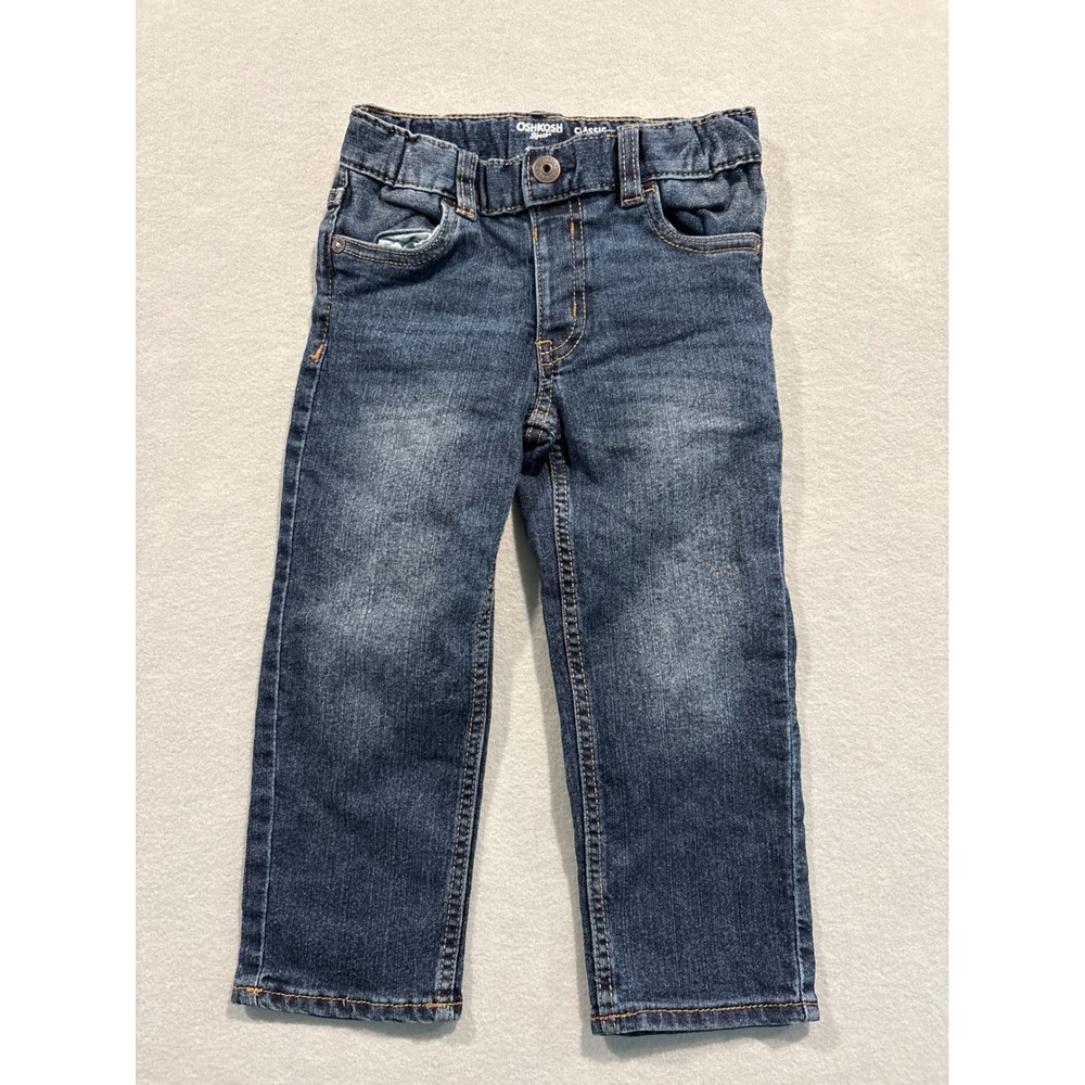 OshKosh Bgosh Boys Toddler 3T Classic Straight Leg Jeans Medium Wash Blue Denim